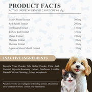 Taillux - Mushroom Essence Chews Supplement for Dogs & Cats, 8-in-1 Formula for Immune, Cognitive and Heart Function, 120ct/10 OZ